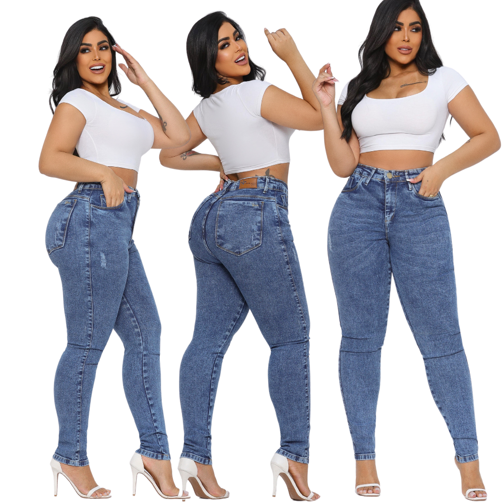 Calça  MOM Jeans Feminina Cintura Alta Modeladora Empina Bumbum+ Lycra