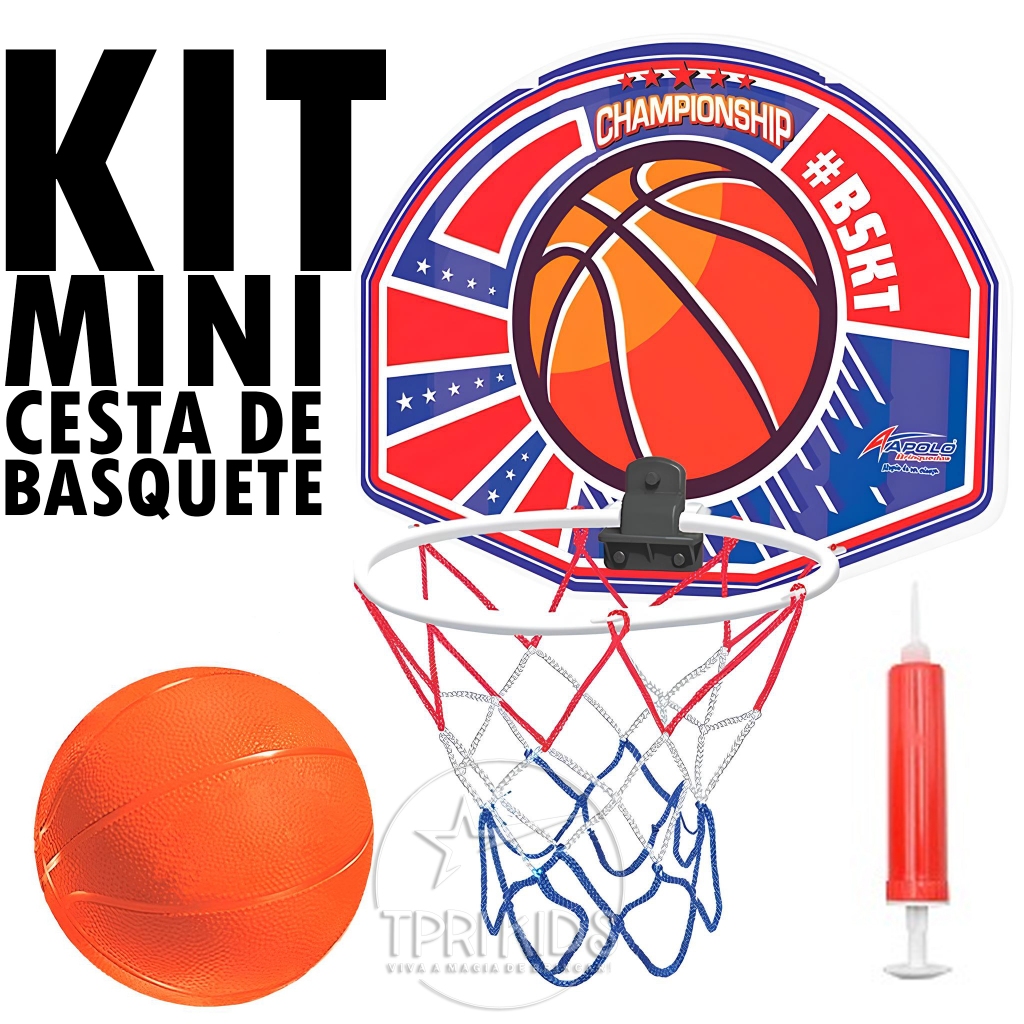 Jogo Mini Tabela de Basquete Basket + Bola + Bomba de Ar Brinquedo Infantil Cesta Menino Aro