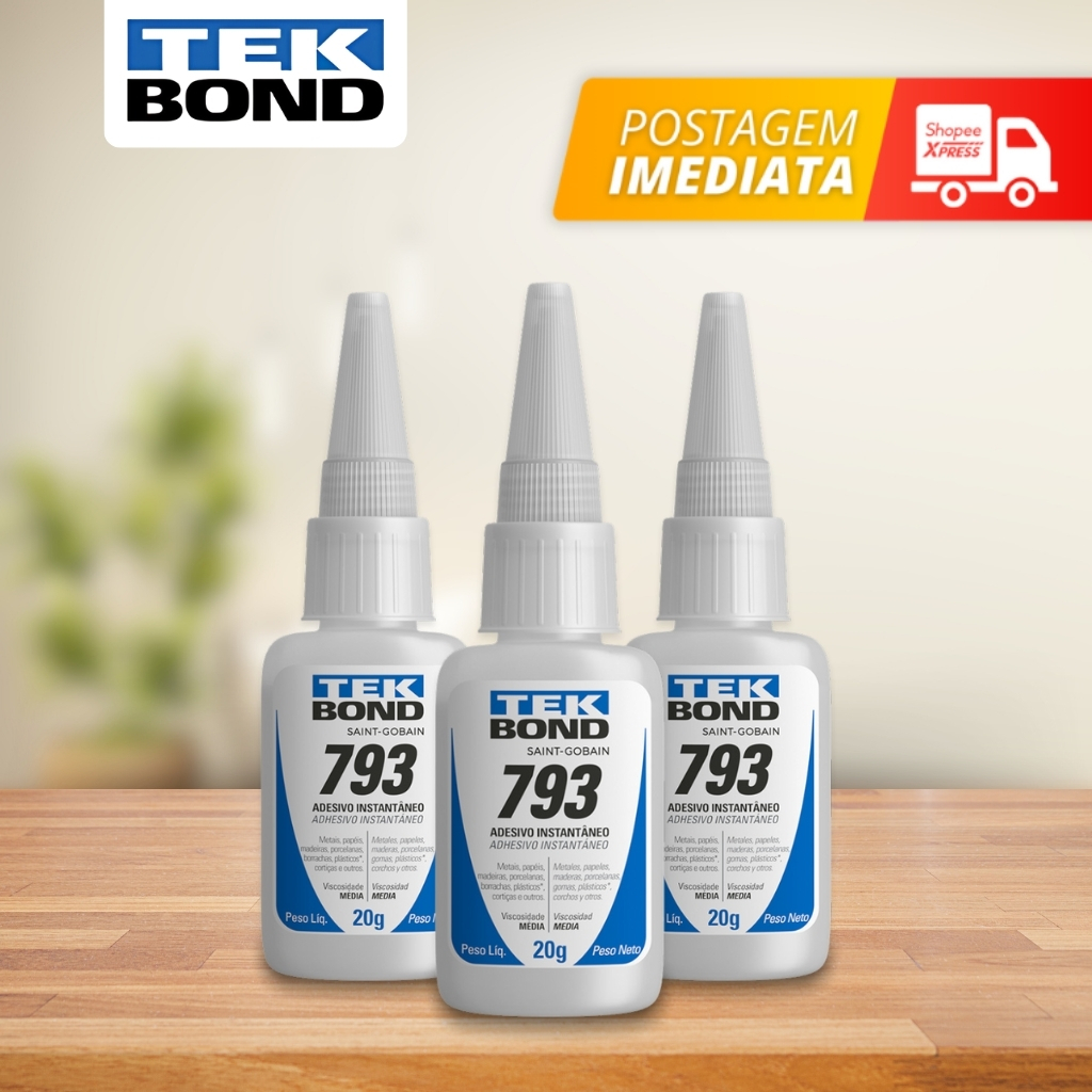 Adesivo Cola Instantânea 793 20g Ideal Para Madeiras e Metais Multiuso Transparente Tekbond em Oferta na Shopee