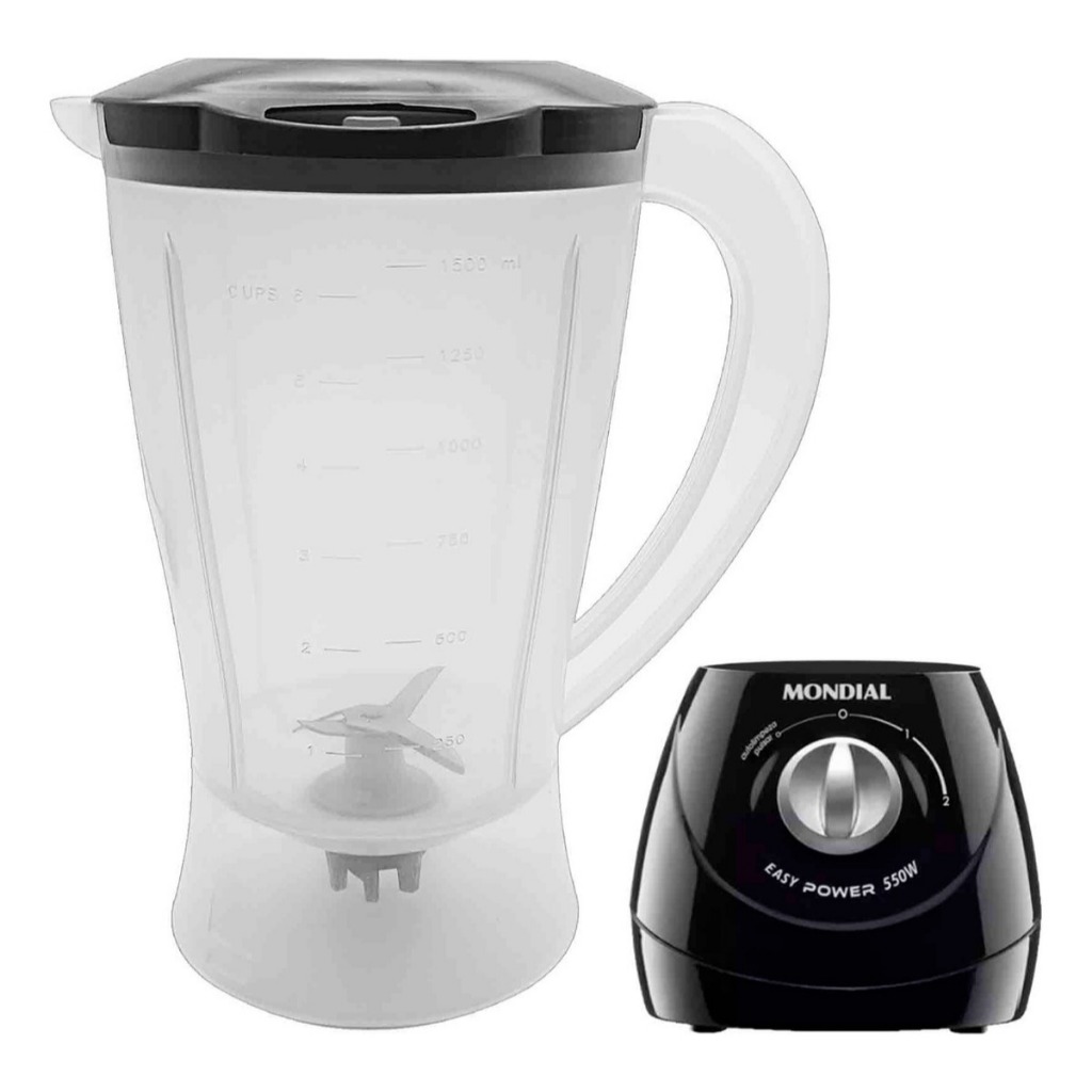 Copo Mondial Easy Power l 550 w ( Tampa Preta) Translucido em Oferta na Shopee
