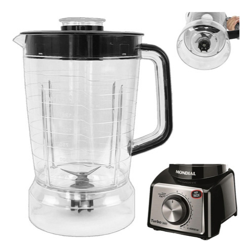 Copo serve para Liquidificador Mondial Turbo L1000/ L1100/ L1200 Cristal