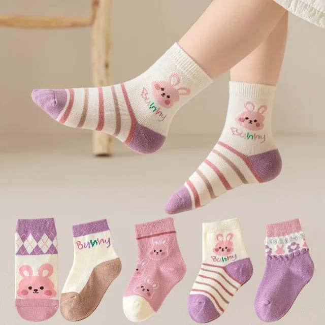 Kit 12 Pares de Meias Infantil Feminina e Bebê Menina Estampadas