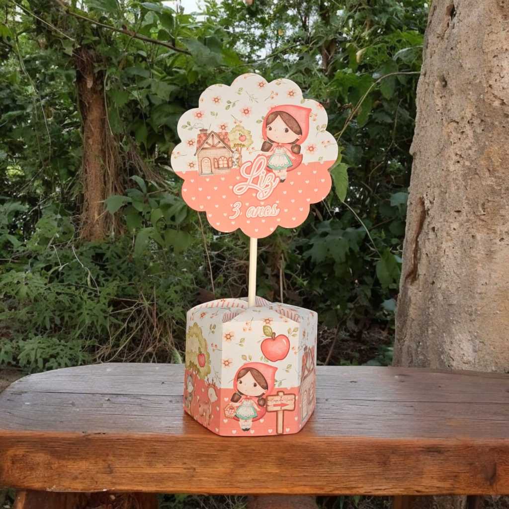 10 Unidades Centro de mesa Festa Infantil Chapeuzinho Vermelho Aquarela em Oferta na Shopee