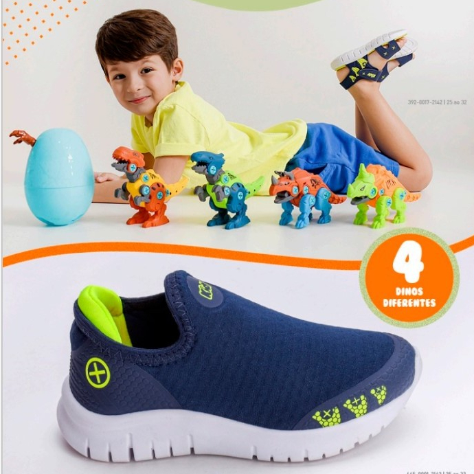 Tênis Infantil Kidy Calce Fácil Com Brinquedo Ovo Surpresa Flex Azul Marinho Neon - Baby & Kids Fashion