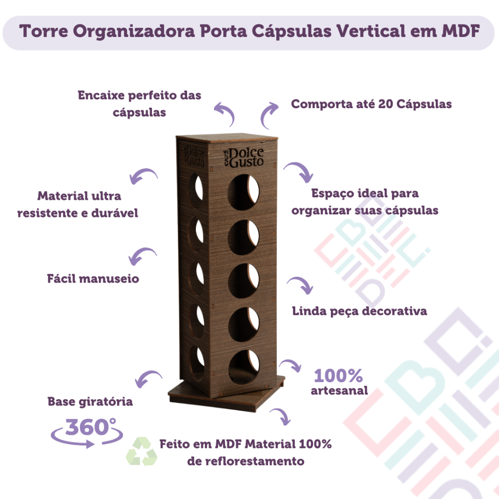 Detalhes do Torre Suporte Porta 20 Cápsulas Café Dolce Gusto Três Corações Café Expresso Mdf chá bule cafeteira