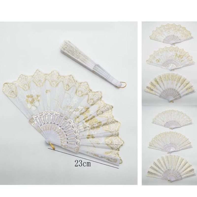 Kit 20 / 30 unidades de Leque branco / preto com desenho liso / dourado / prata / preto