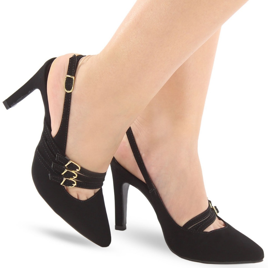 Sapato Feminino Social Scarpin Slingback Bico Fino S13