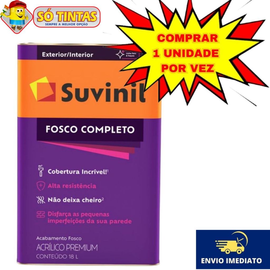 Tinta Acrílica Fosco Completo 18 Litros Suvinil Lavável em Oferta na Shopee