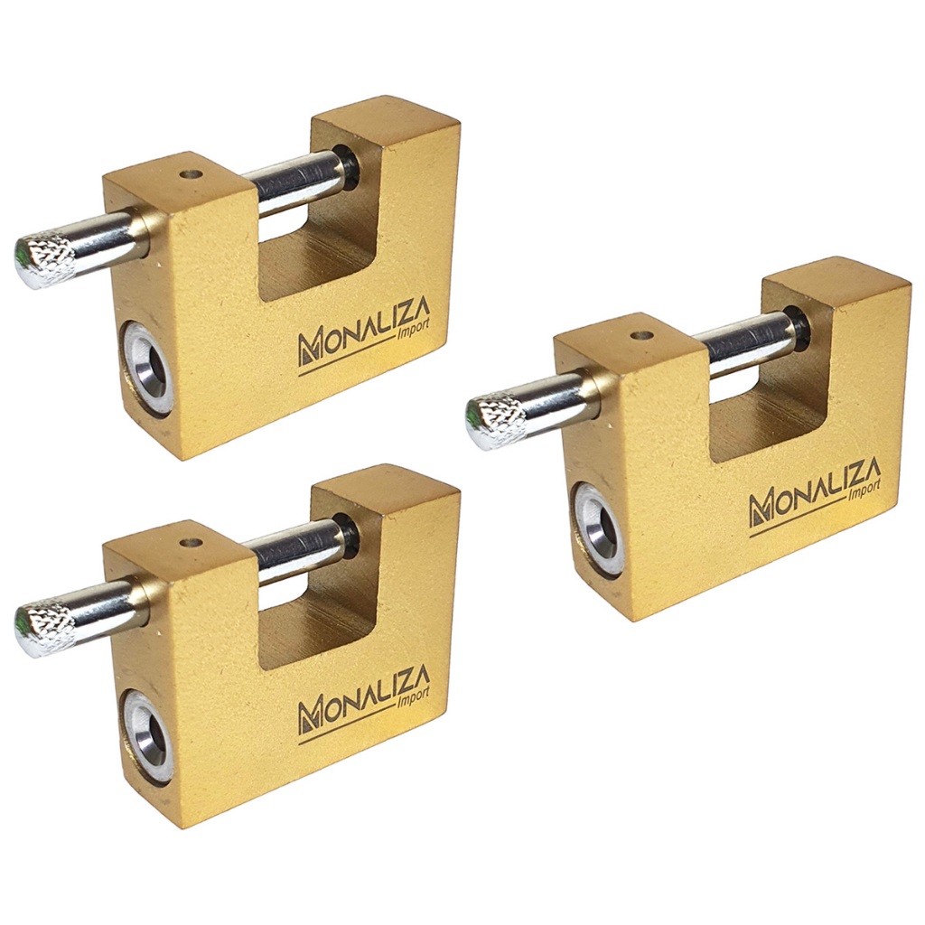 Kit 3x Cadeado de Alta Seguranca 60 mm Inviolavel 4 Chaves