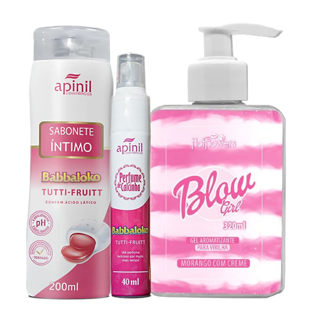 KIT Blow Girl Gel Creme Hidratante HotFlowers + Sabonete Intimo Líquido + Perfume Calcinha SEX SHOP em Oferta na Shopee