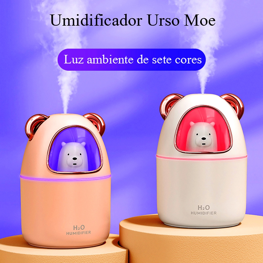Umidificador De Ar E Aromatizador Ambiente Usb Purificador Ultrassônico Portátil 350ML UM015