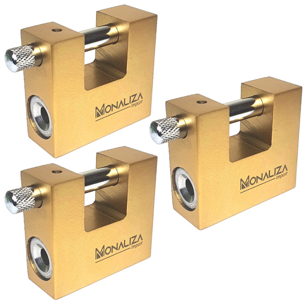 KIt 3x Cadeado de Alta Seguranca 40 mm Inviolavel 4 Chaves
