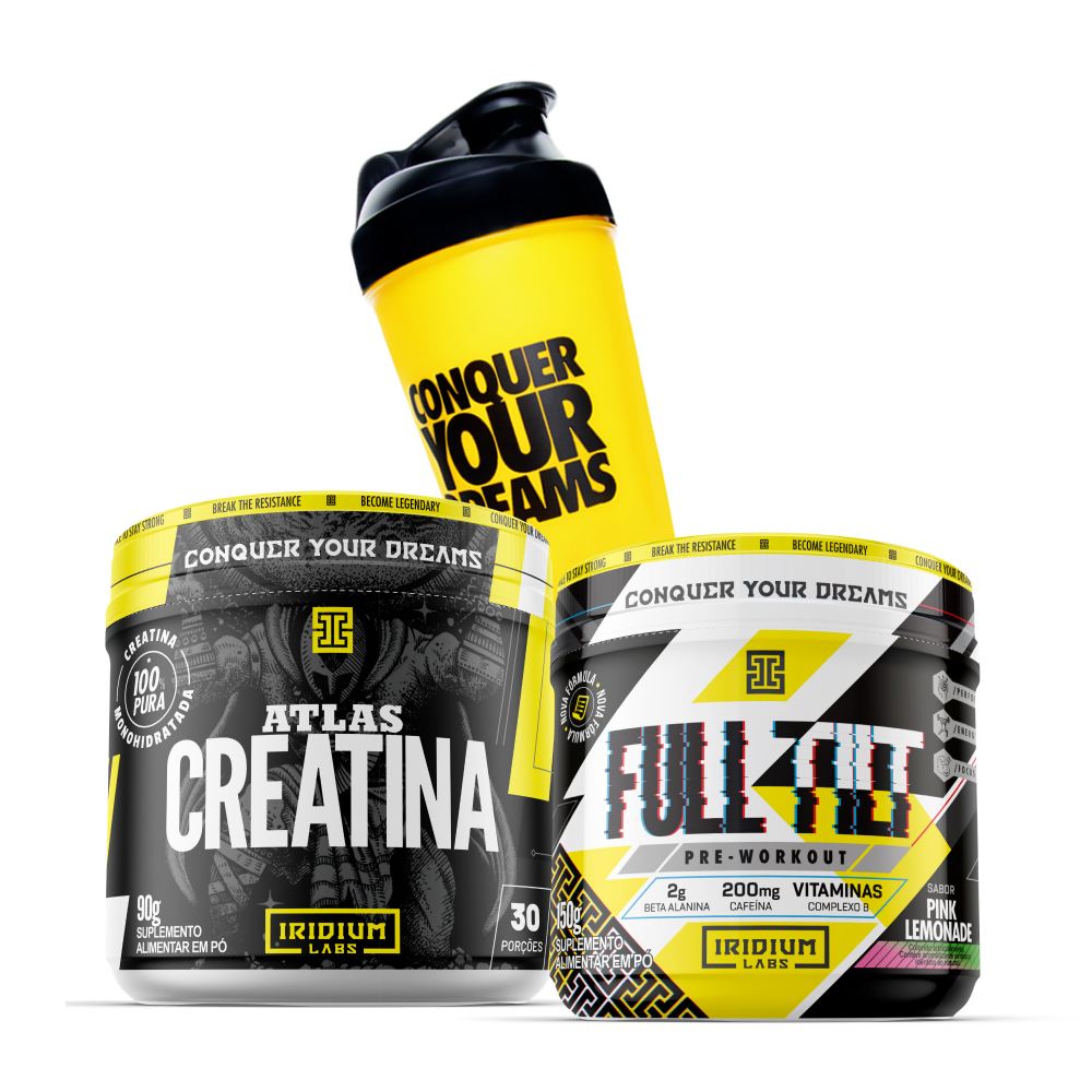 Full Tilt Pré-treino - 150g + Atlas Creatina - 90g + Coqueteleira - Iridium Labs - Health