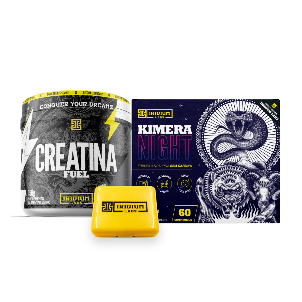 Kit Creatina fuel 150g + Kimera night + porta caps em Oferta na Shopee