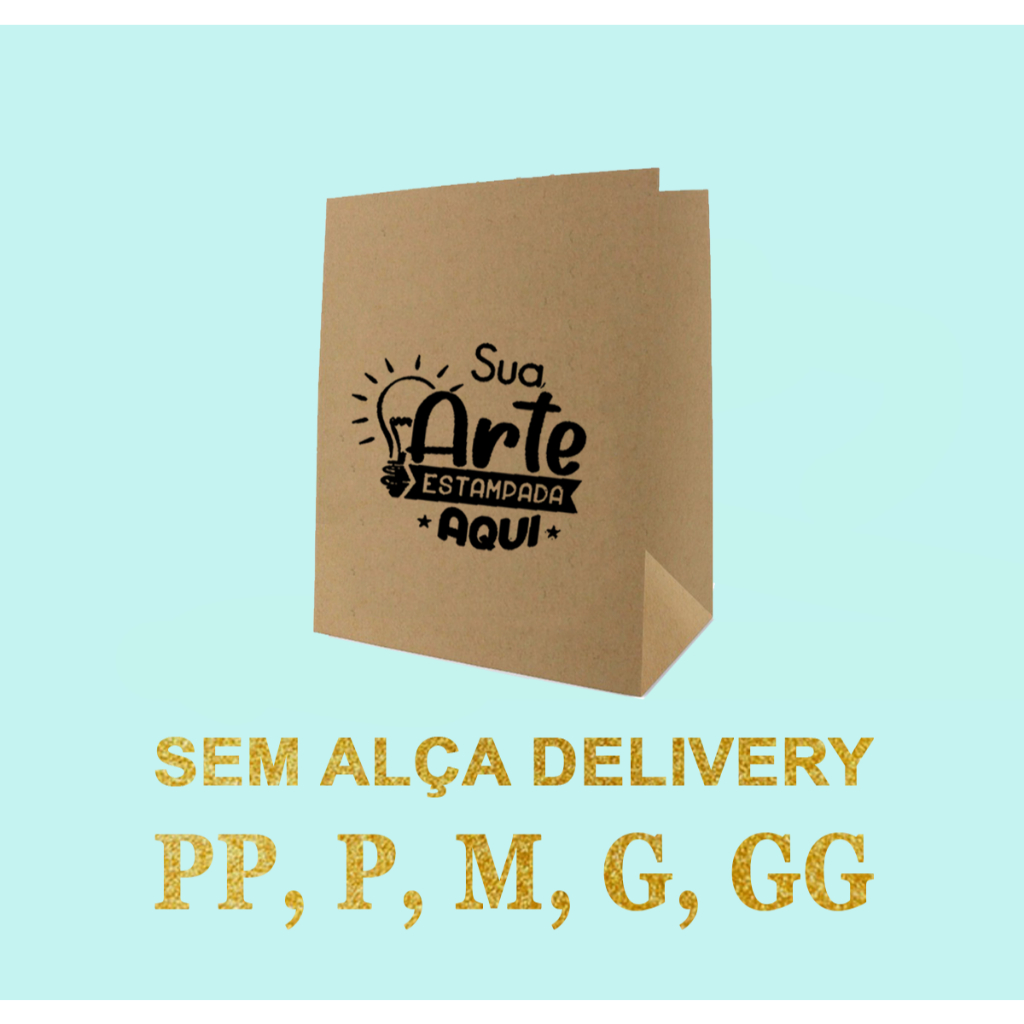 Sacos Kraft personalizado sem alça P M G e GG com sua arte