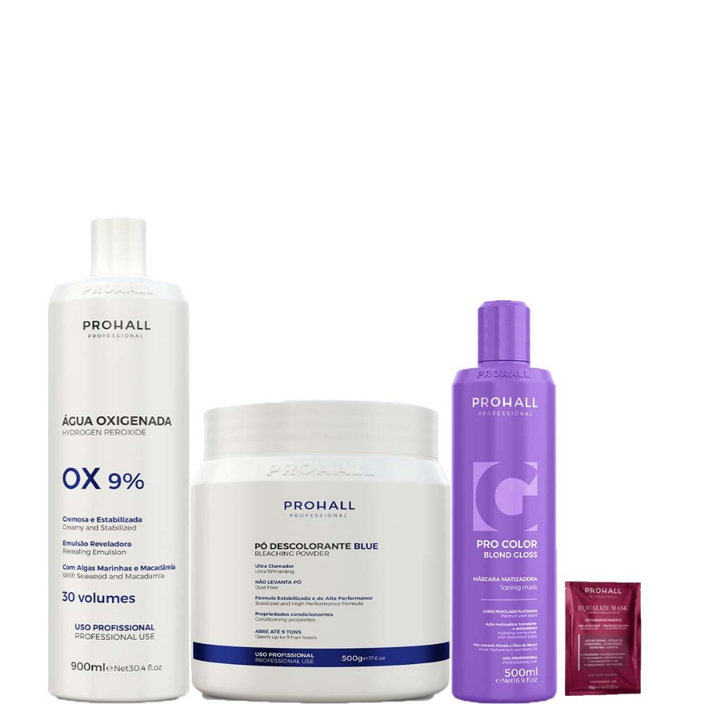 Kit Ox 30 Pó Descolorante Azul e Matizador Blond Prohall