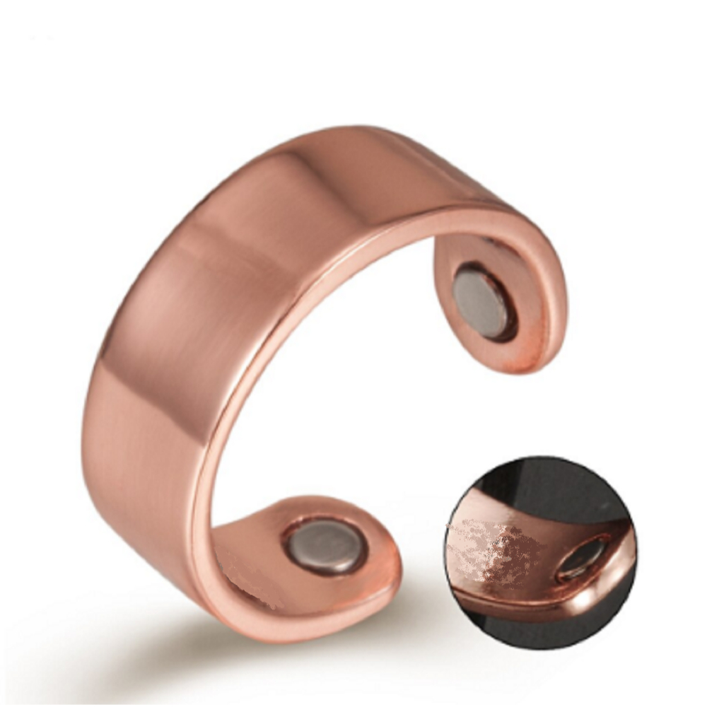 Anel Cobre Magnético Ajustável Cobre Puro Liso Aliança em Oferta na Shopee
