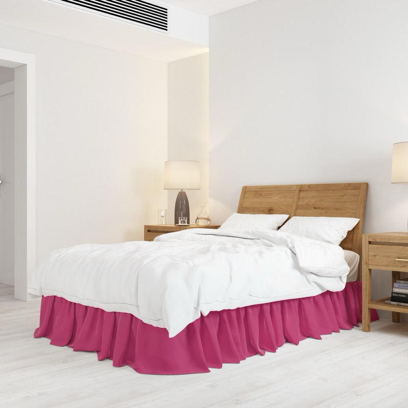 Saia Para Cobrir Box Cama Casal Queen King Pink