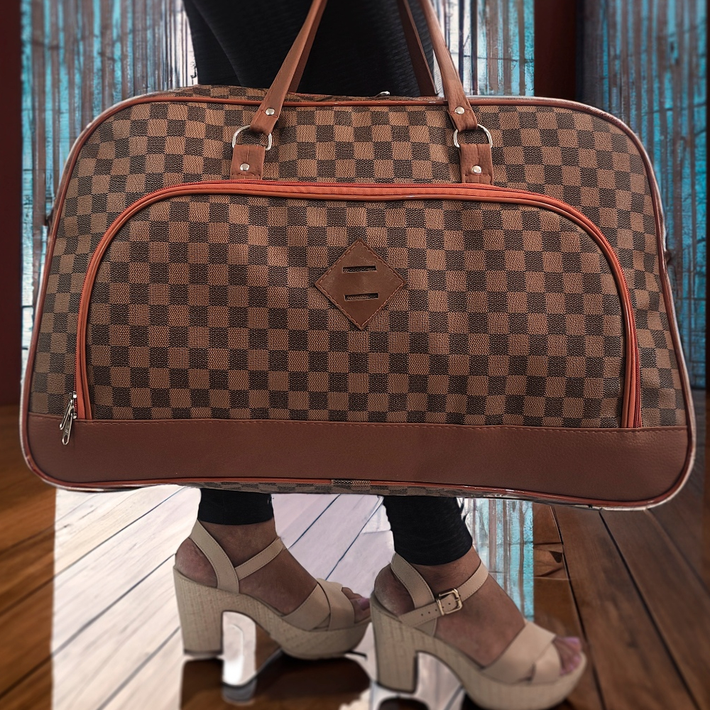 Mala de Mão Feminina Luxo de Bordo Caramelo Forrada 10 KG