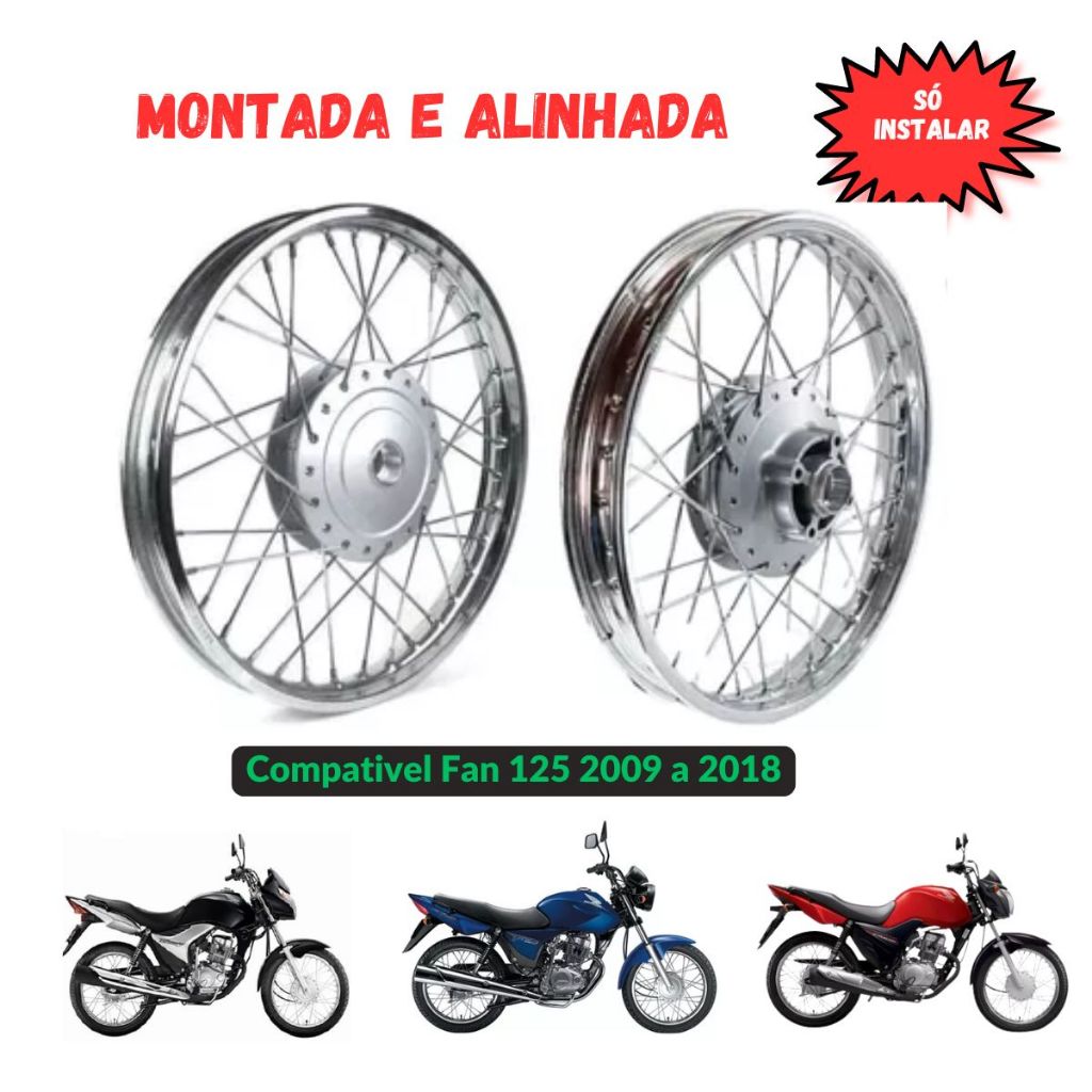 Par De Aro De Moto Fan 125 2009 Em Diante Ate 2023 Montado Alinhado