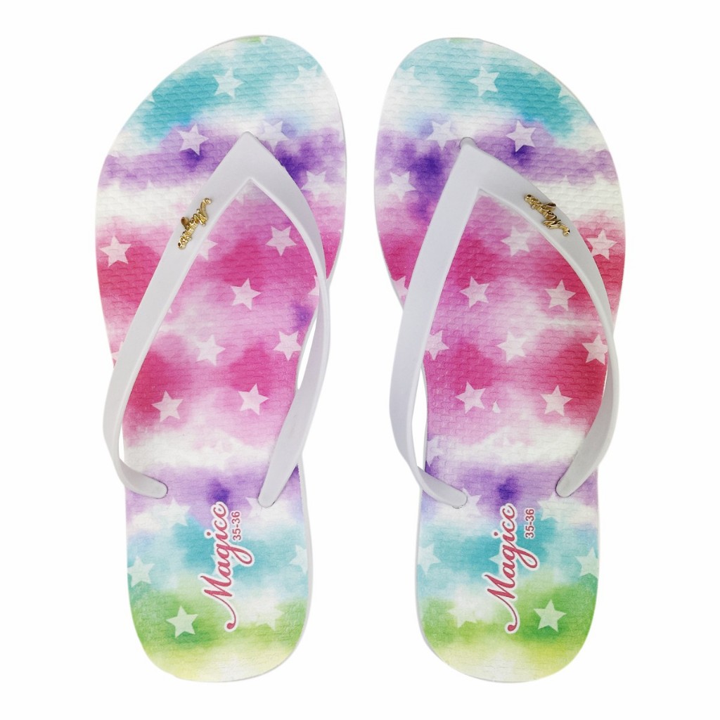 Chinelo Feminino Juvenil Infantil Slim Sandália Antiderrapante Tie Dye Colorido Magicc MOCH-001
