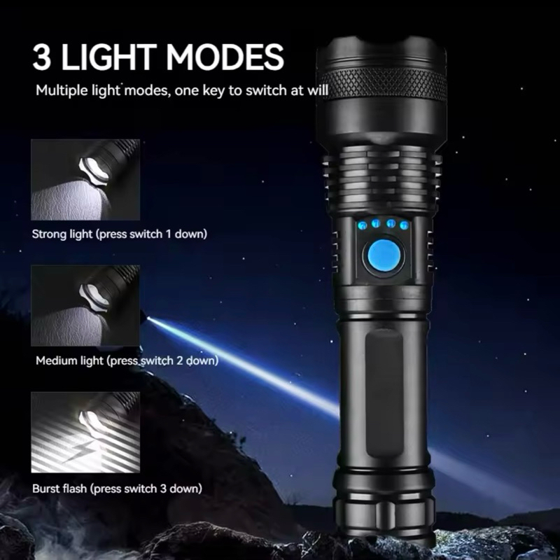 Lanterna LED High Power Recarregavel Camping Aventura 3 Modos