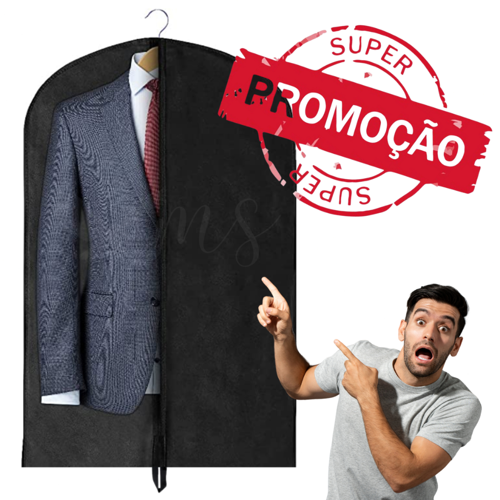 Capa Protetora Roupas TNT Terno E Vestido Roupa Com Zíper Impermeavel 60 x 100 cm