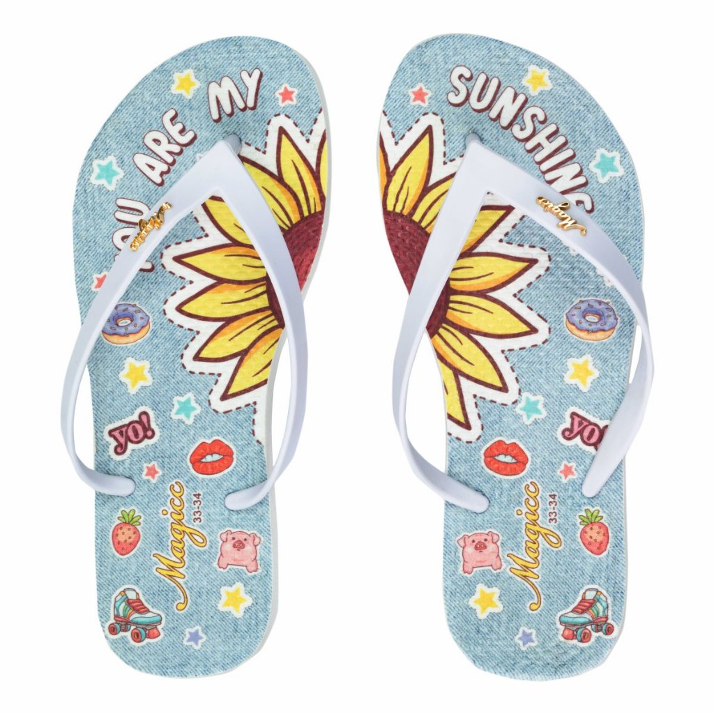 Chinelo Feminino Juvenil Infantil Slim Sandália Casual Antiderrapante Stickers, Magicc MOCH-005