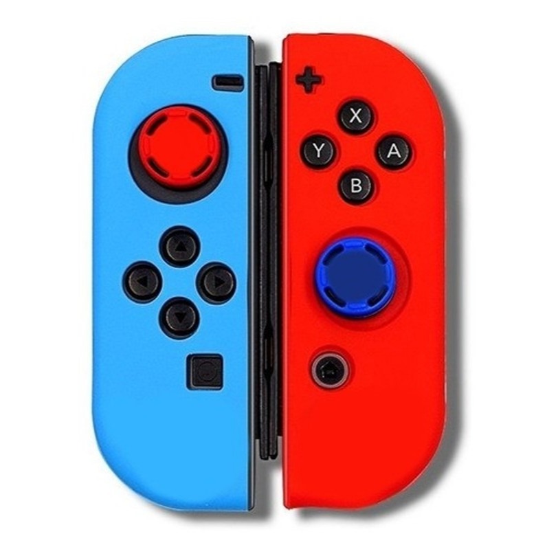 Capa Controle Nitendo Switch Azul E Vermelho Silicone Brinde