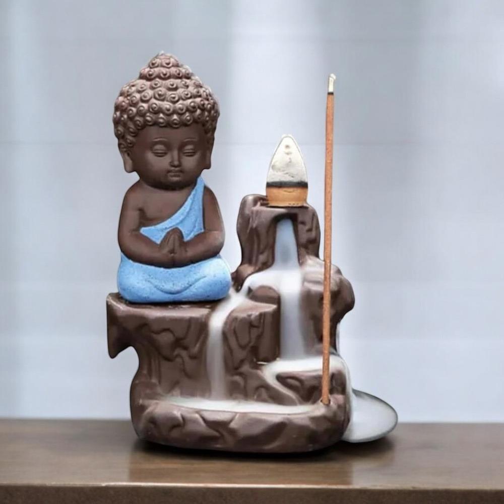 Imagem Incensário Cascata Buda Decoração Altar Meditação - Com Incenso
