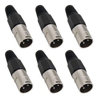 6X Conector Plug XLR Canon Macho Preto 3 pinos (Pacote c/ 6 unidades) em Oferta na Shopee