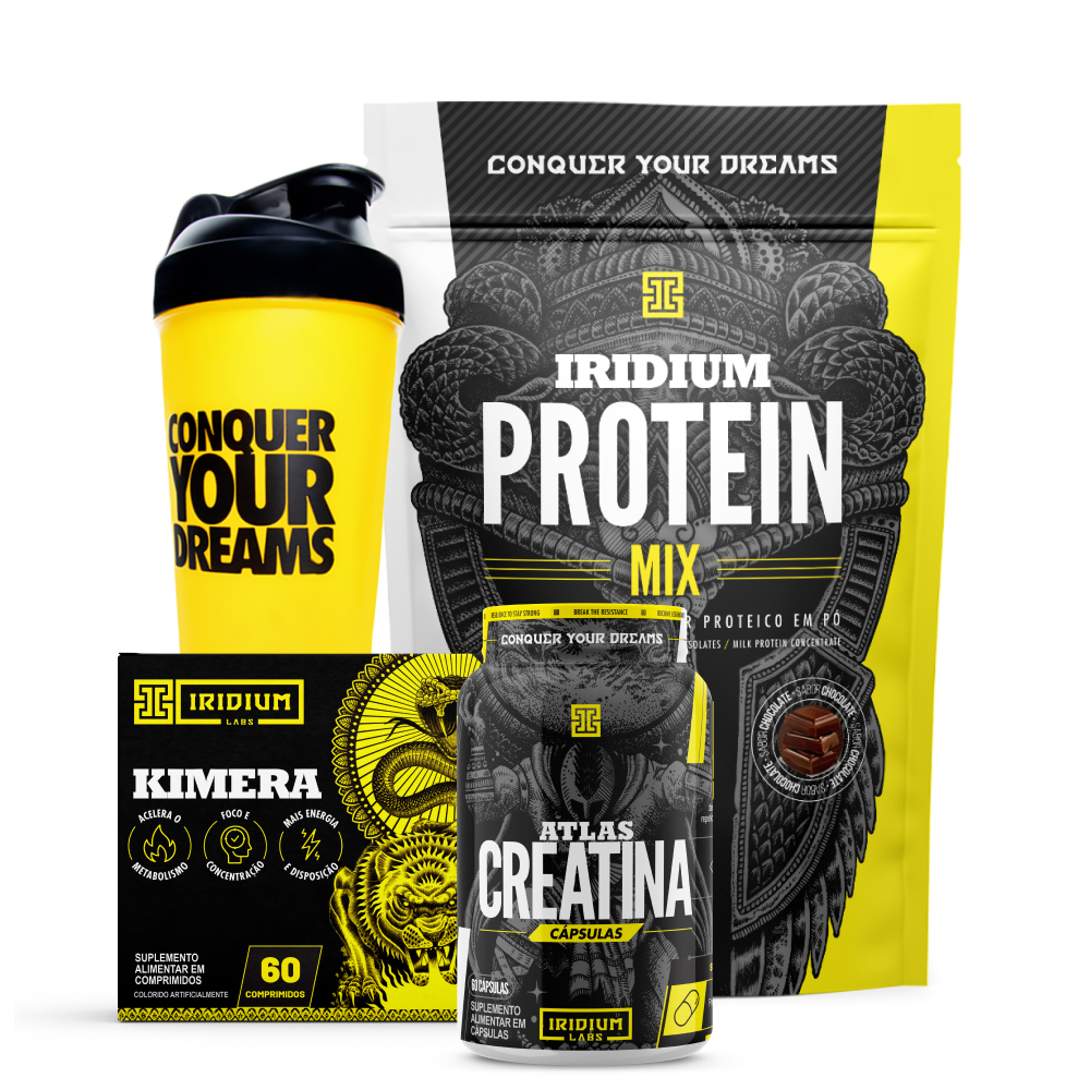 Whey Protein Mix + Kimera Thermo + Atlas Creatina 60 cáps + Acessório. em Oferta na Shopee