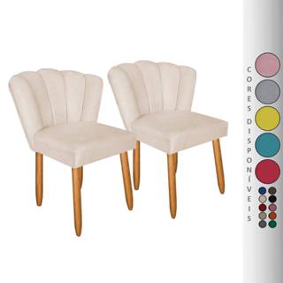 Kit 02 Poltronas Cadeira Pétala para Sala Decorativa Beleza Pés Palito 35 cm Suede Aninha ...