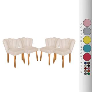 Kit 04 Poltronas Cadeira Petala para Sala Decorativa Beleza Pés Palito 35 cm Suede Aninha ...