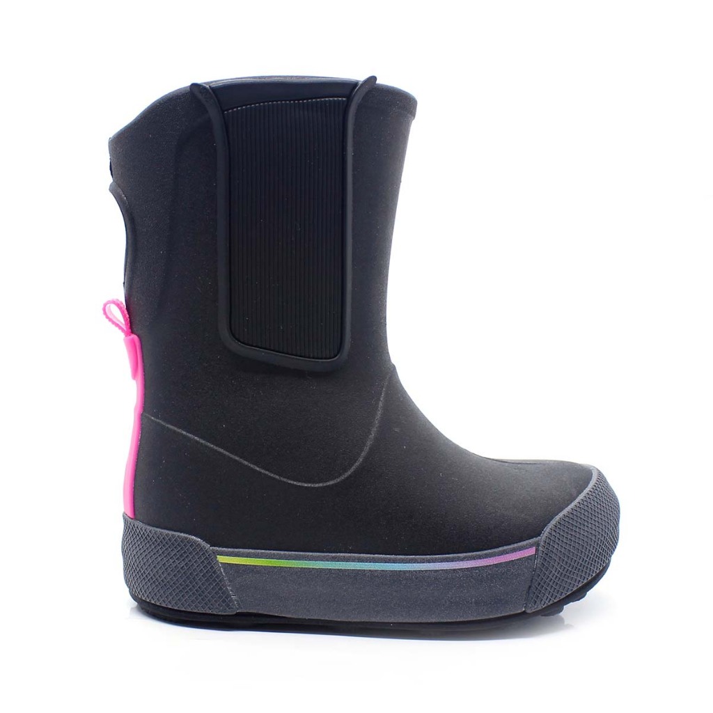 Bota Galocha Menina Infantil Plugt Acqua Chelsea Preto/Pink Leve Macia