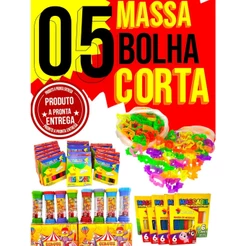 5 Cx Massinha de Modelar + 5 Bolha de Sabao + 5 Cortador P/Kit Festa Lembrancinha Aniversario Prenda