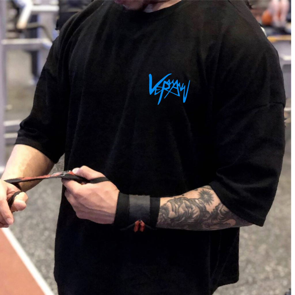 Camiseta Oversized Grande Musculação Algodão Casual Treino Academia Confortavel Premium Grande Azul