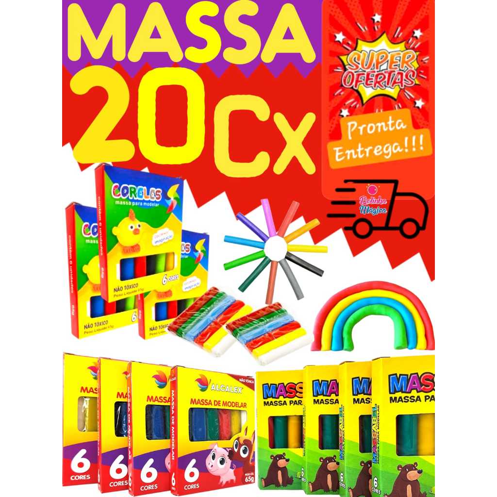 20 Caixinhas Massinha De Modelar 6 Cores Colorida Kit Festa Lembrancinha Aniversario Prenda em Oferta na Shopee