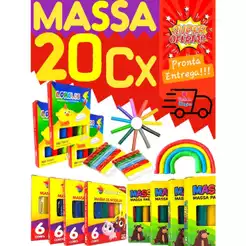 20 Caixinhas Massinha De Modelar 6 Cores Colorida Kit Festa Lembrancinha Aniversario Prenda