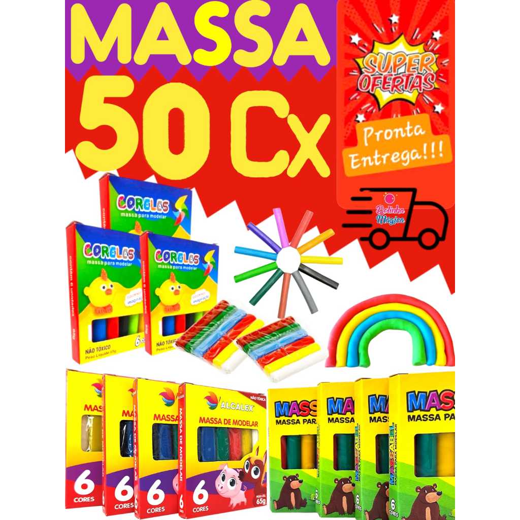 50 Cxs De Massinha De Modelar Kit Festa Para Lembrancinha Aniversario Prenda Criança novo Quermesse em Oferta na Shopee