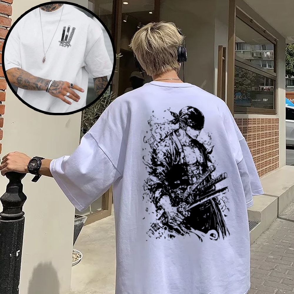 Camisa camiseta básica streetwear "ZORO estampa estilizada Frente e costas" em Oferta na Shopee
