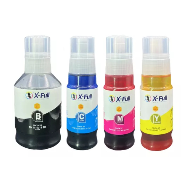 Kit 4 Tintas Compativel  GI10 GI11 Tank G6010 G3160 Gm2010 G2160 MARCA X FULL  GENÉRICAS