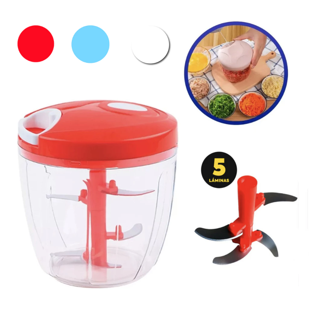 Processador Triturador Manual De Alimentos  C/ 5 Lâminas 900ML — imagem 1
