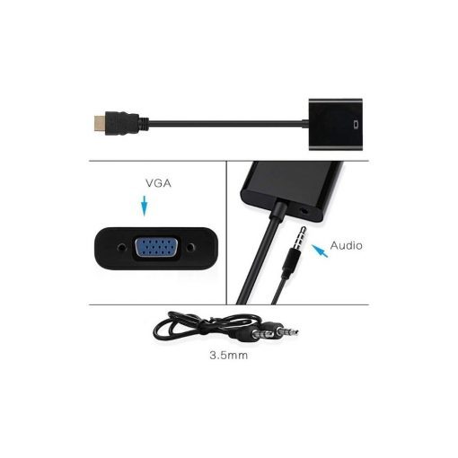 Conversor HDMI M Para VGA F entrada P2 Adaptadores Video Conversor de Audio HDMI Macho - VGA Femea
