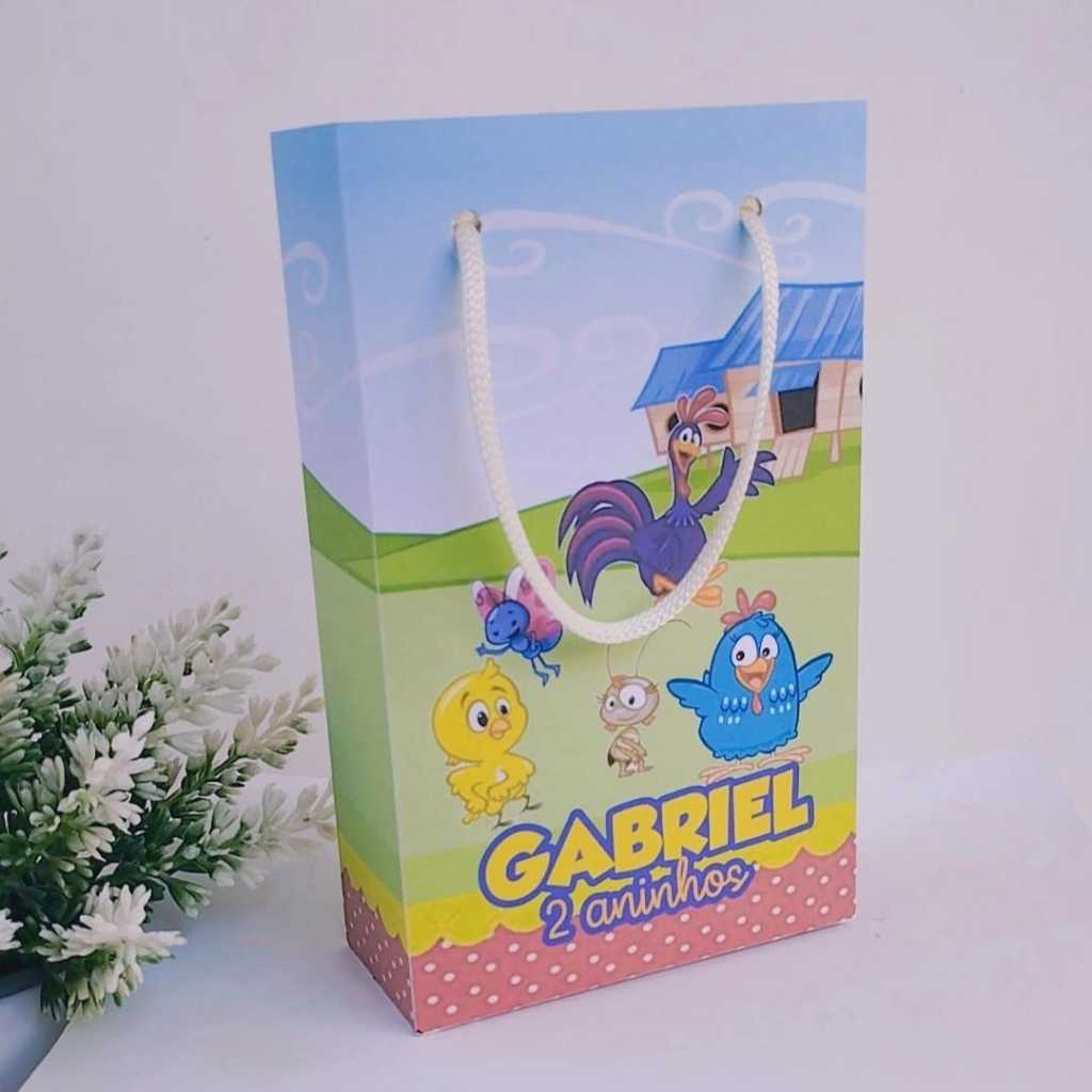 Kit Sacolinha Surpresa Festa Infantil Personalizados GALINHA PINTADINHA | Lembrancinhas | Aniversário | PEGUE E MONTE