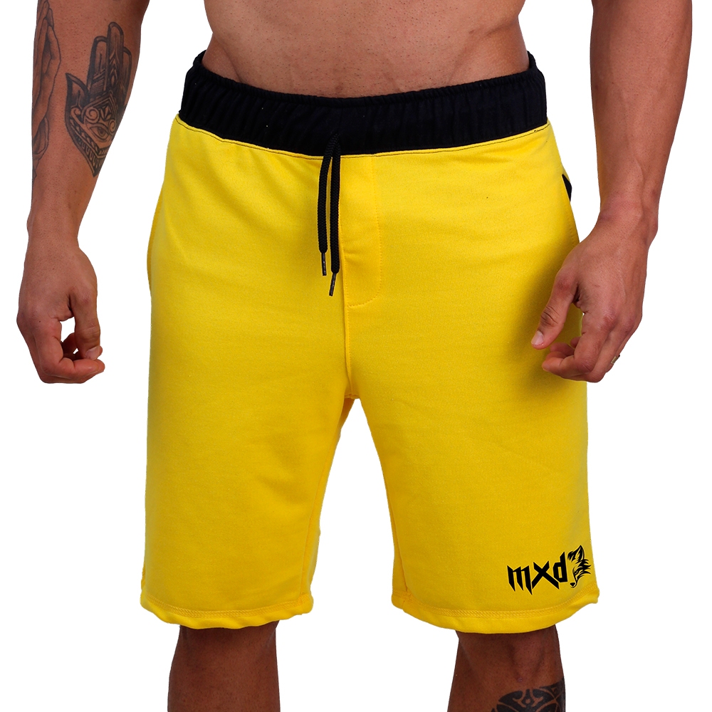 Detalhes do Bermuda Masculina Moletinho MXD Conceito Estampas Laterais Treino Musculação Dia-a-Dia