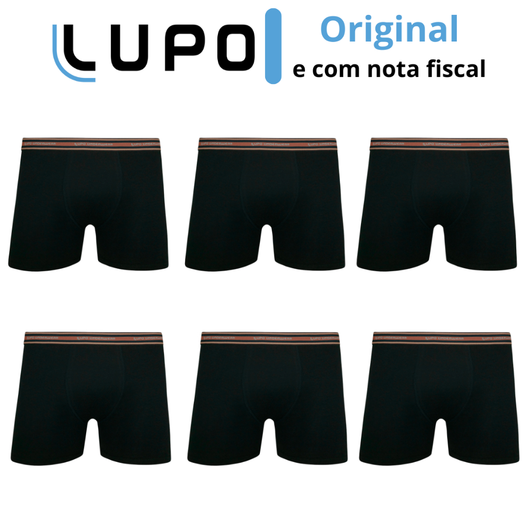 Kit 6 Cueca Boxer Lupo Em Algodão Masculina Adulto Cotton Original 523-002