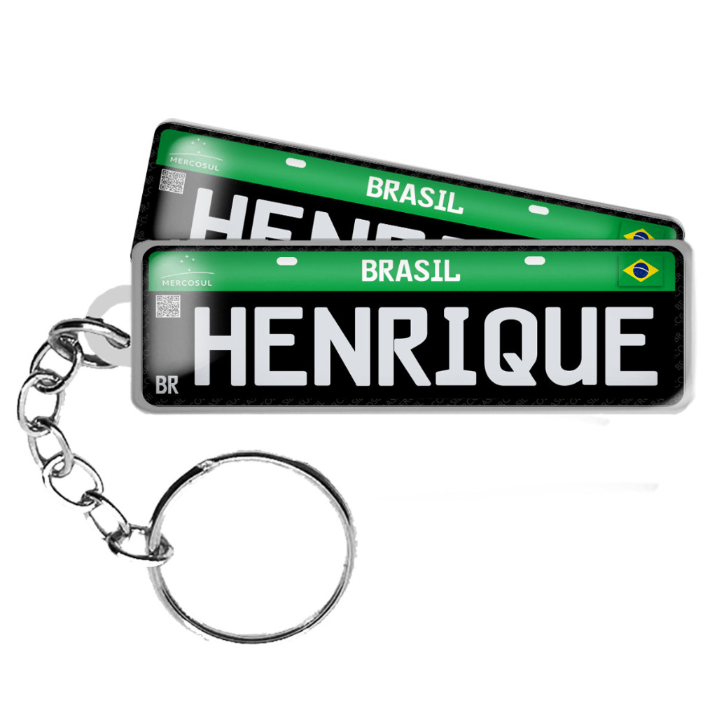 Chaveiro Placa Preta Mercosul Personalizado Carro Antigo Com Nome Frente e Verso