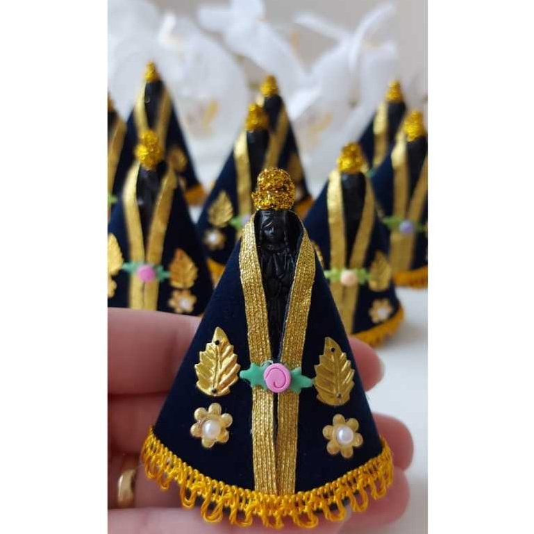 Kit 10 mini Imagem Nossa Senhora Aparecida 7cm plástico lembrancinha