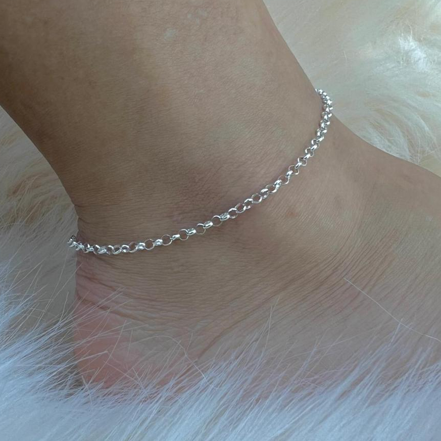 Tornozeleira Elo Português em Prata 925 - 24cm, Joia Legítima e Original em Oferta na Shopee